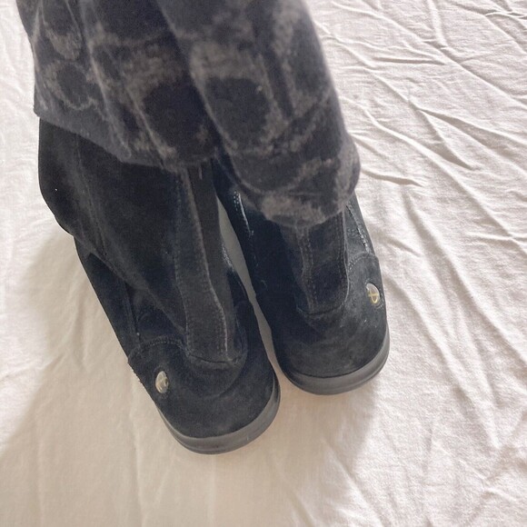 Vintage Coach Women’s Size 8.5 Tatum Black Logo Sock Cuff Boots Leather Wool - Picture 10 of 12